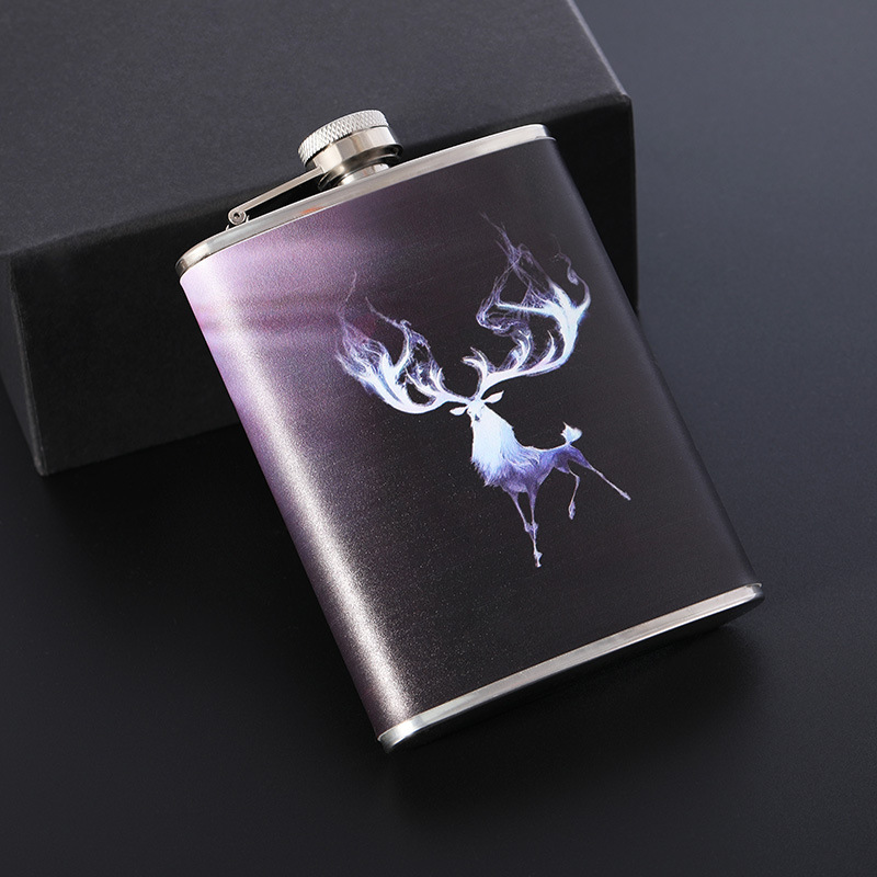 Cross-border wholesale stainless steel wine pot foreskin 8 oz exquisite stainless steel wine bottle portable outdoor small wine pot