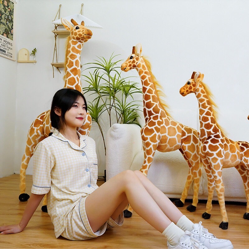 Amazon's Best-Selling Simulated Giraffe Plush Toy Realistic Sika Deer Doll Cross-Border Hot Model Factory Direct Sale