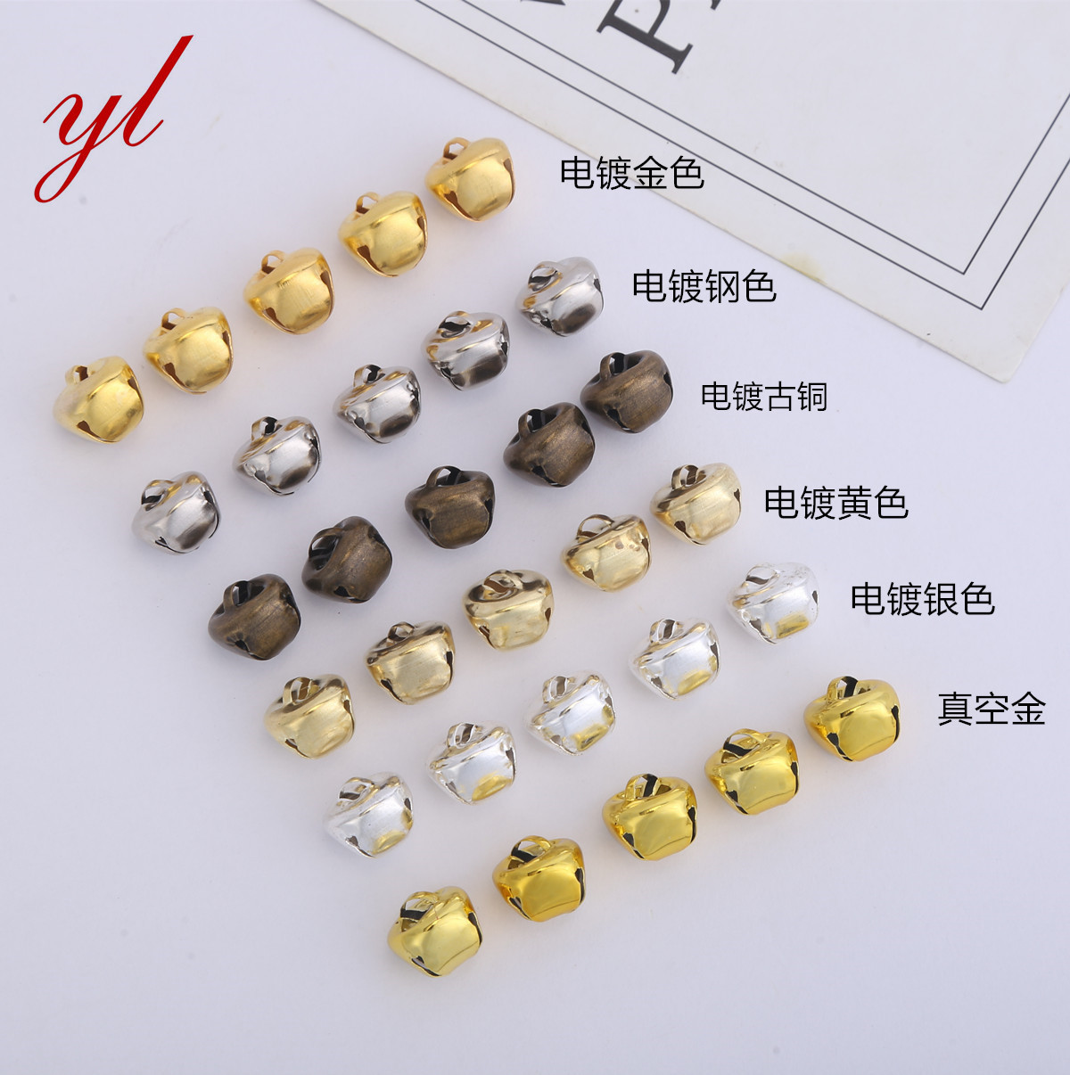 30mm factory direct perforated environmental protection metal cross bell vacuum plating color Christmas decoration wreath bell
