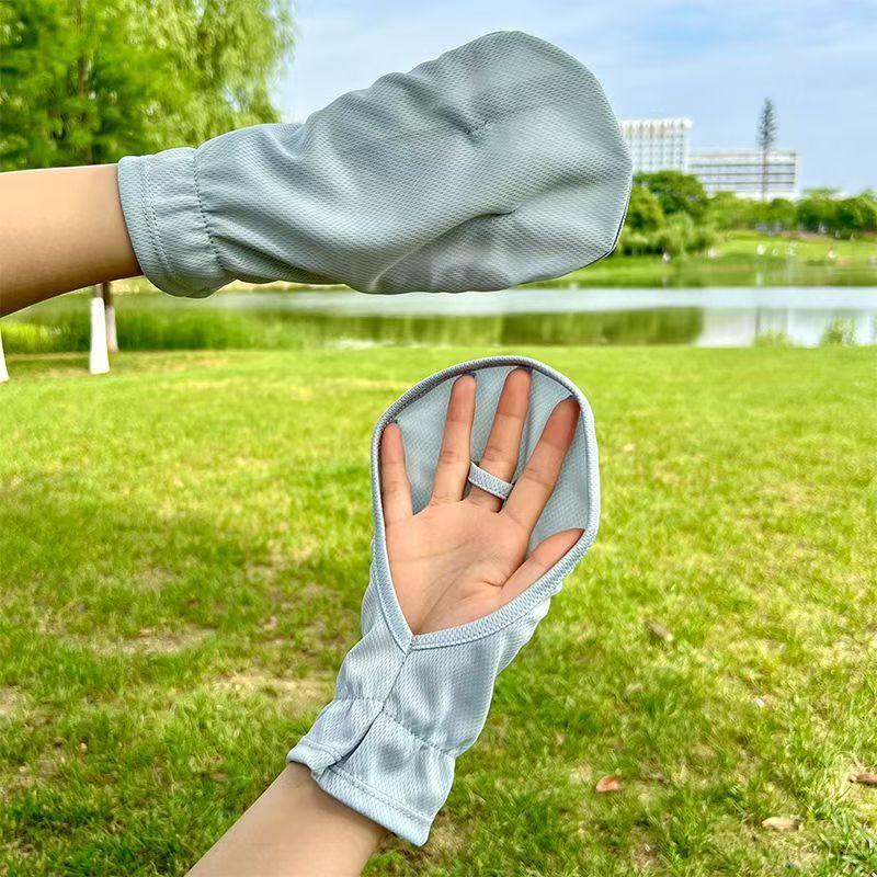 Summer Breathable Sun Protection Gloves Women's Short Sunshade Exposure Finger Thin Outdoor UV Protection Driving Non-slip Cycling Sleeve