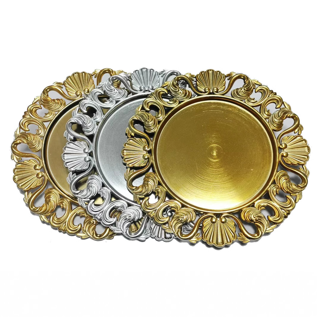 Foreign Trade European Retro Cut Out Fruit Plate Wedding Hotel Craft Plate Decorative Plastic Plate Charger Fruit