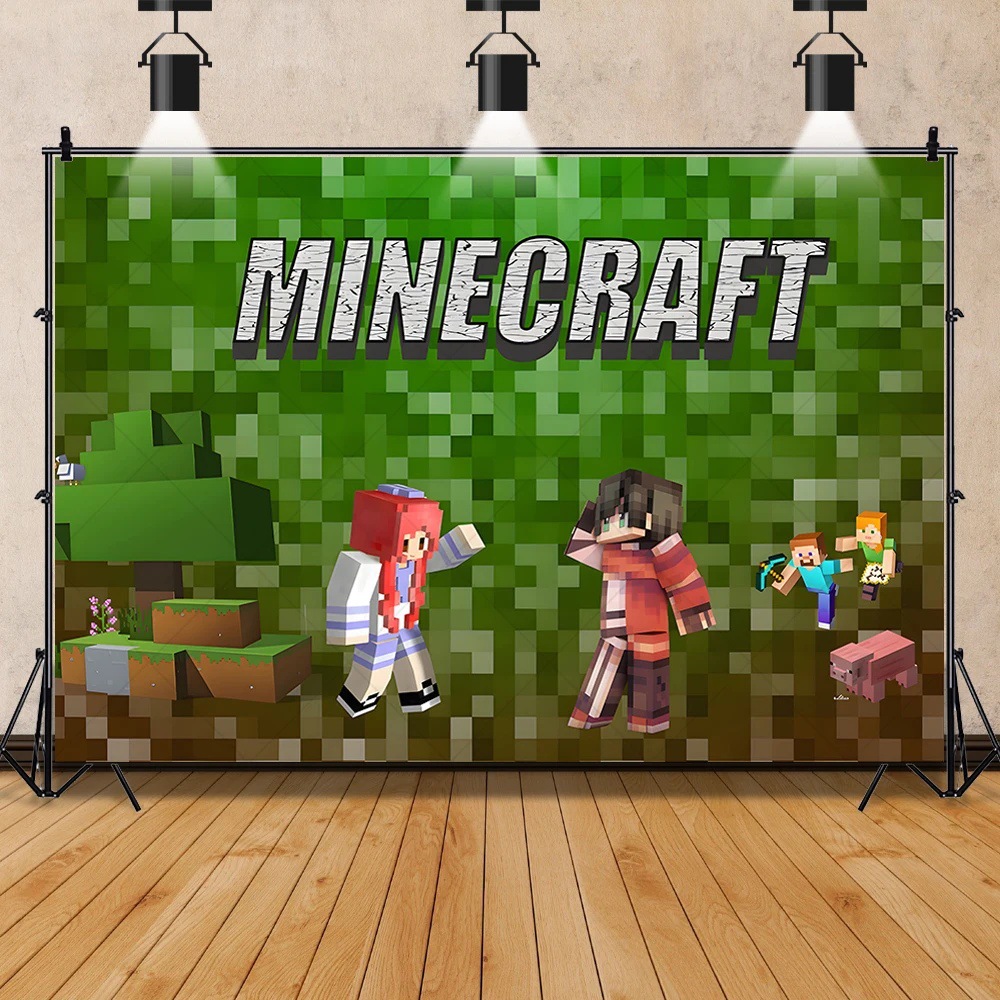 My World Game Theme Birthday Party Background Cloth Atmosphere Decoration Wall Cloth Birthday Party Photo Cloth