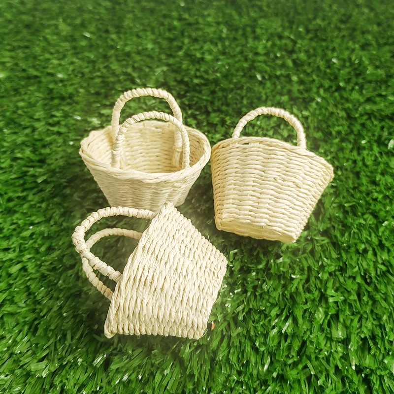 Mini Lafite Hand Basket Car Basket DIY Toy Hand Basket Mother-small size Pendant Decoration