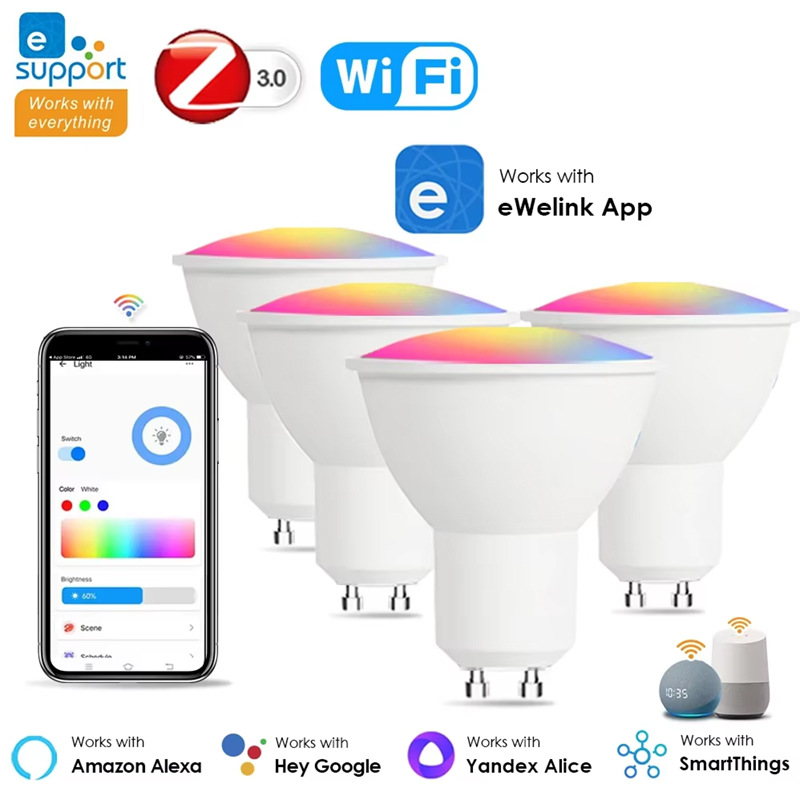 Умная LED лампочка Gu10 Zigbee WiFi, управление голосом
