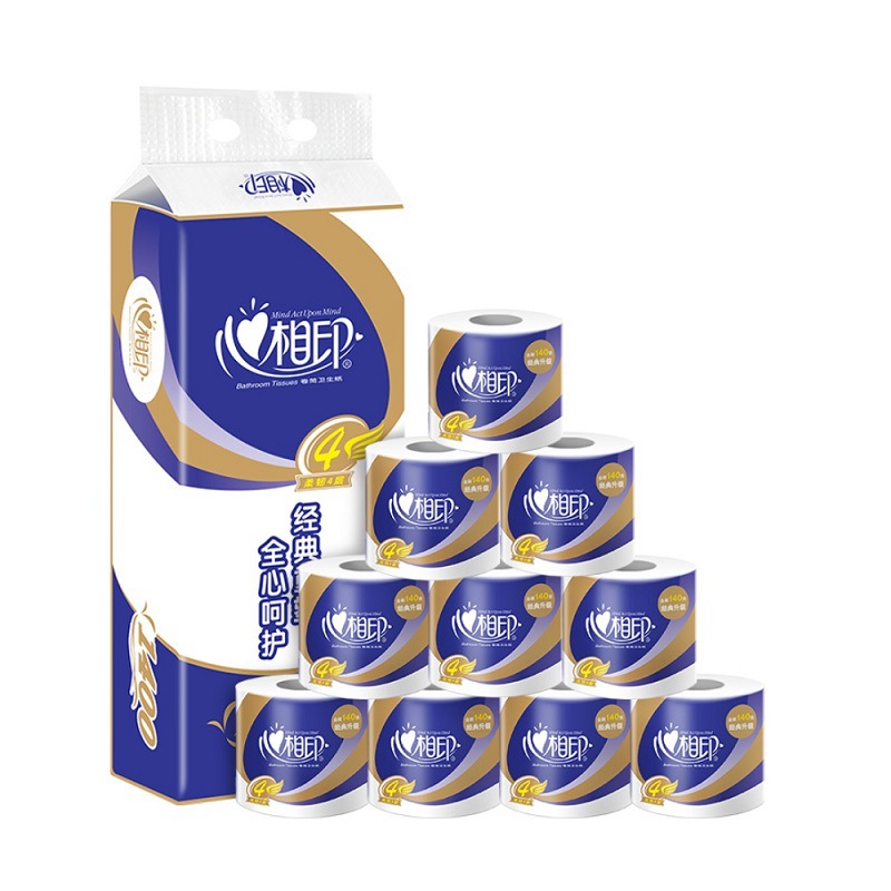 Heart-to-heart printing roll paper 140g four-layer household toilet paper soft toilet paper toilet paper factory direct postage