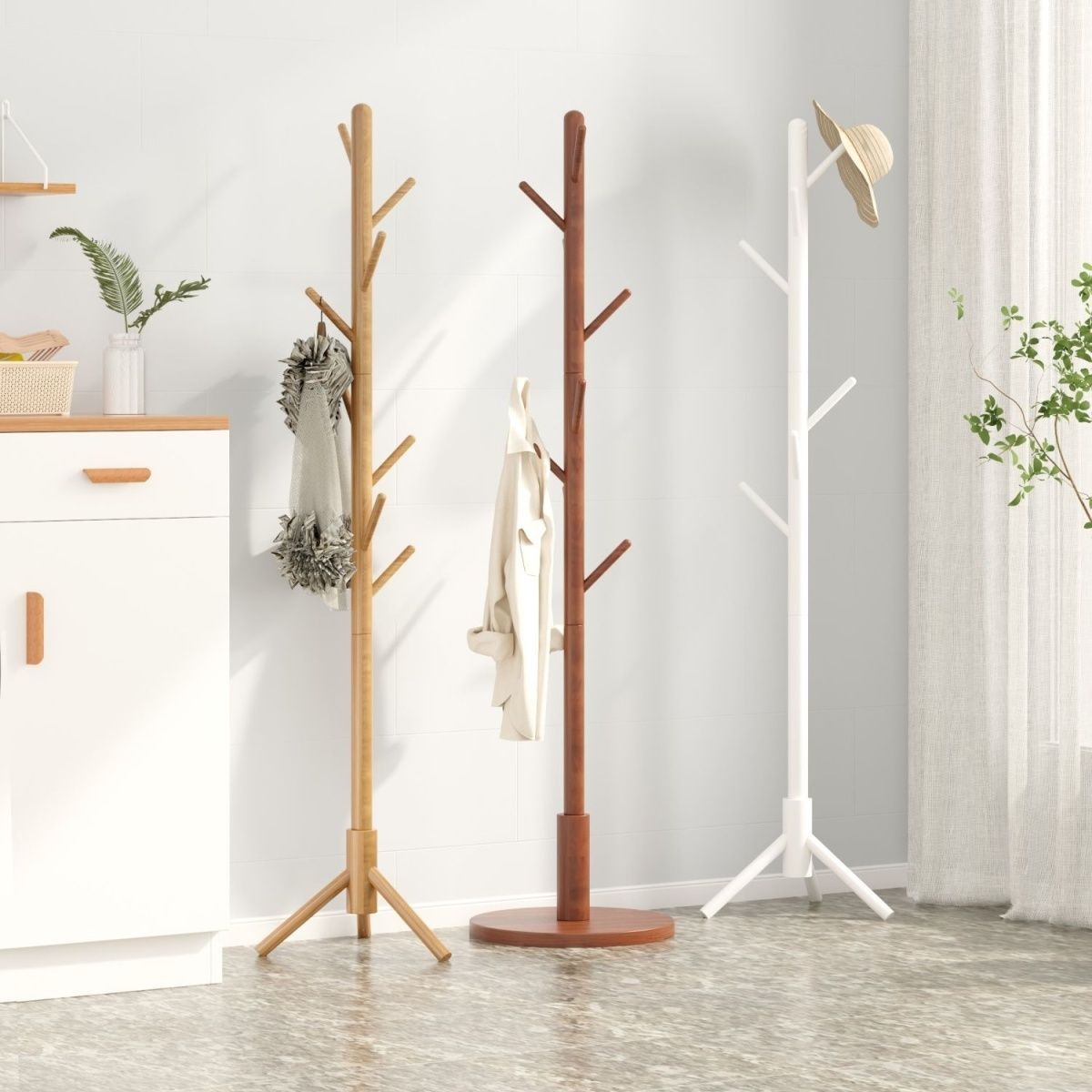 Bedroom Clothes Rack Floor-Standing Vertical Room Solid Wood Coat Rack Household Clothes Rack Clothes Rack Simple Bag Rack