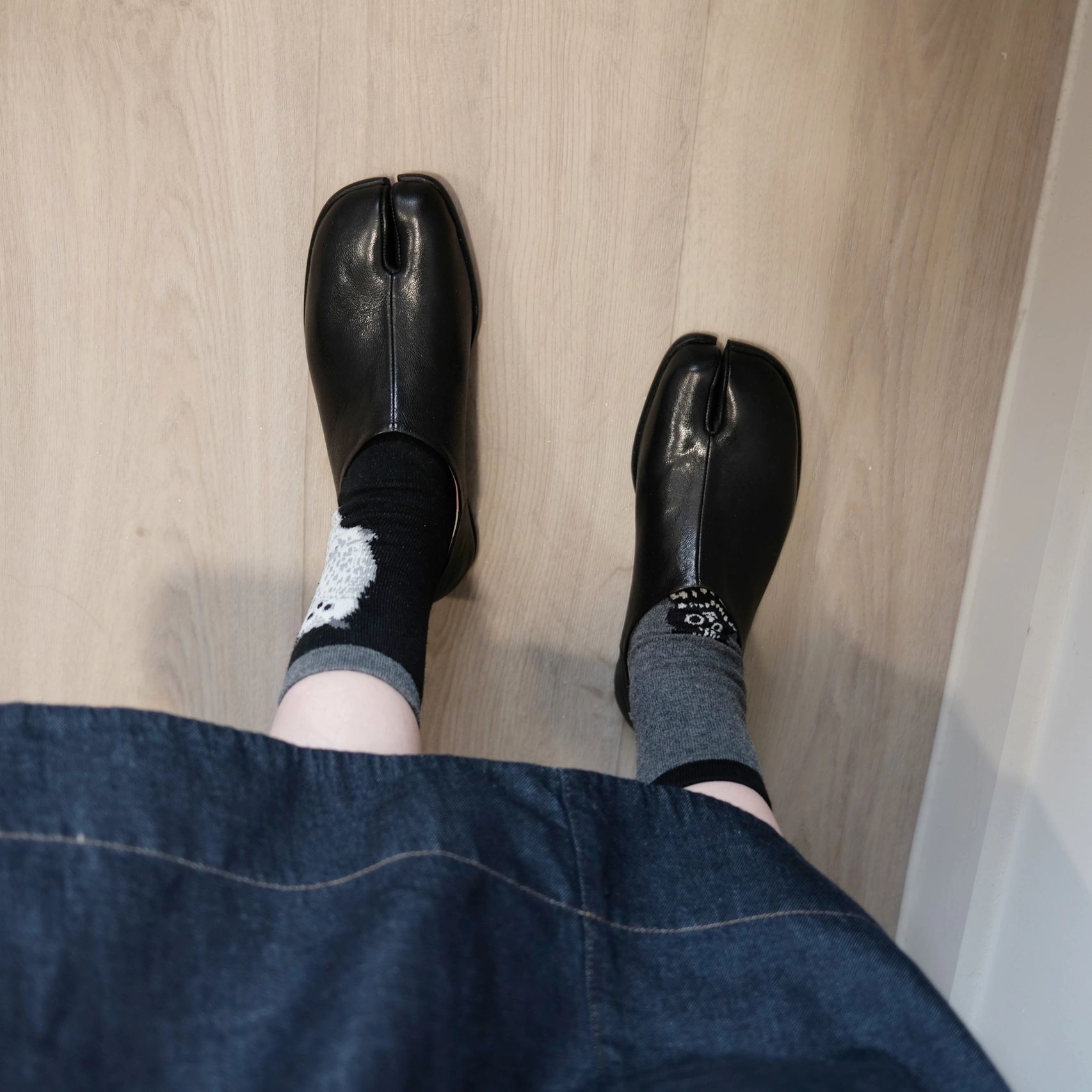 Sheepskin Version ~ British Style Genuine Leather Split-Toe Loafers for Women, Spring Leather Shoes, Pig Trotters, Flats Shoes, One-Leg Small Leather Shoes