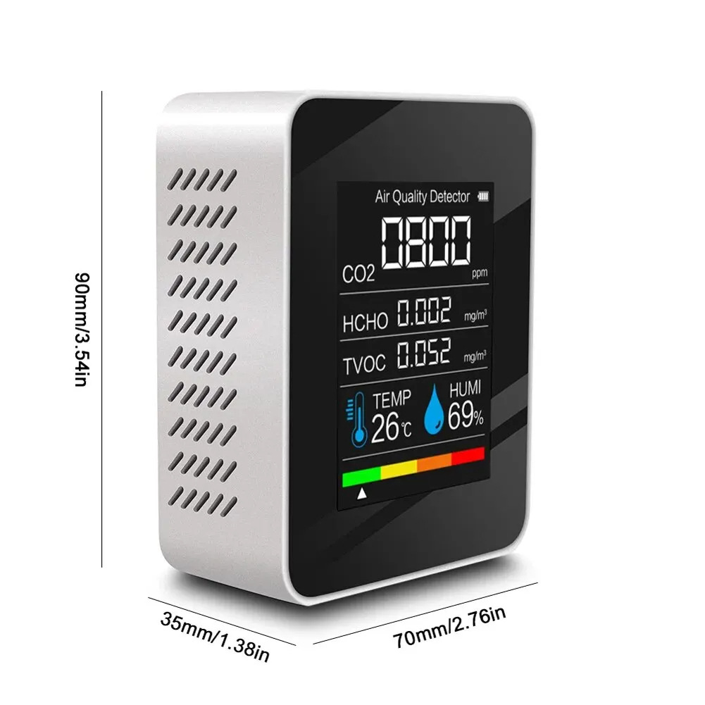 Cross-Border 5-in-1 Wifi Smart Home Air Quality Detector Carbon Dioxide Temperature and Humidity Formaldehyde Tvoc