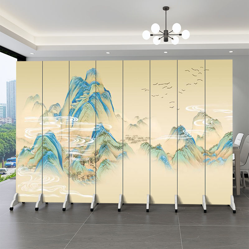 Qianli Jiangshan Picture Partition Screen Office Foldable Tea Room Hotel Chinese Landscape Painting Screen Partition Living Room