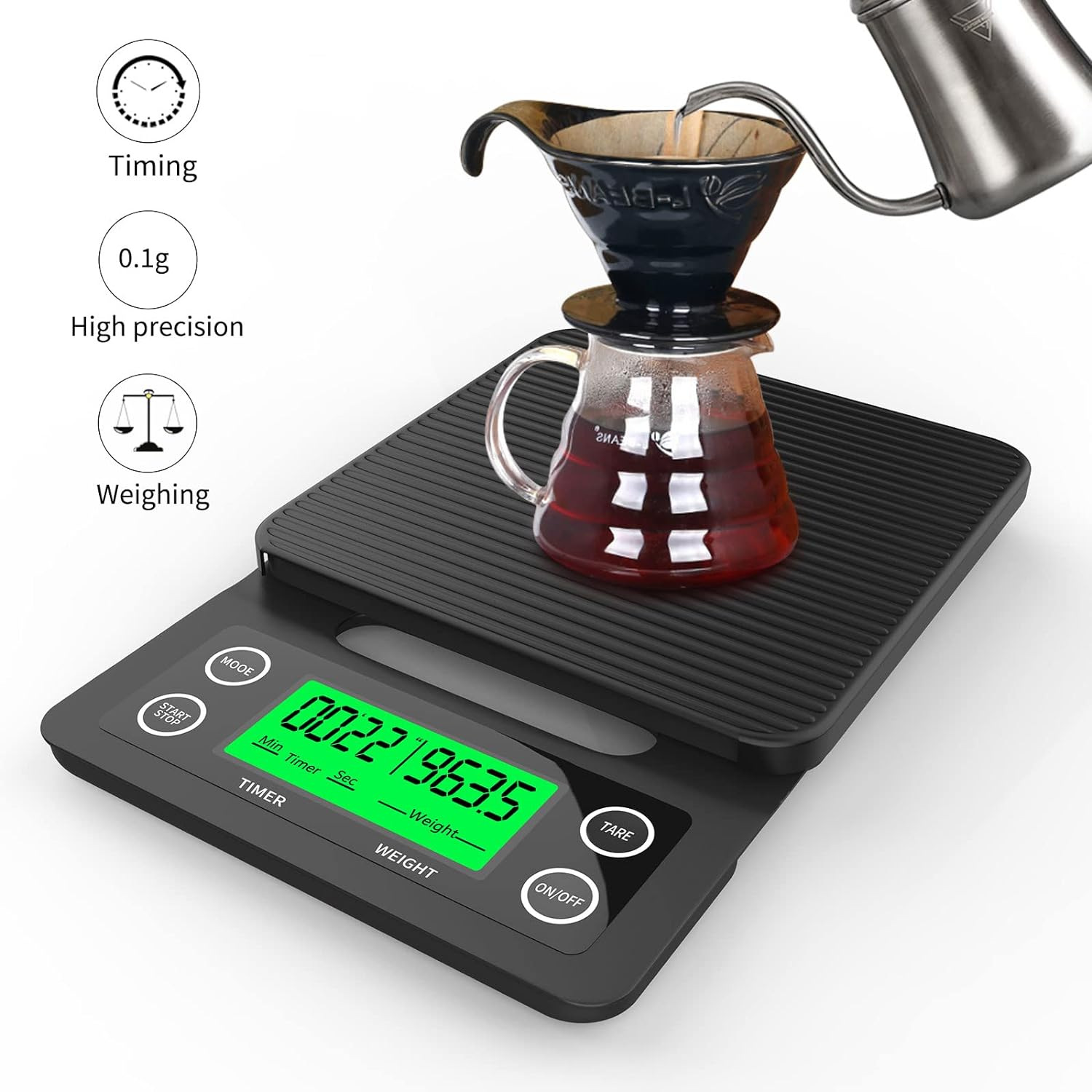Factory wholesale hand-made coffee weighing chronograph commercial kitchen electronic scale bar small food baking gram scale