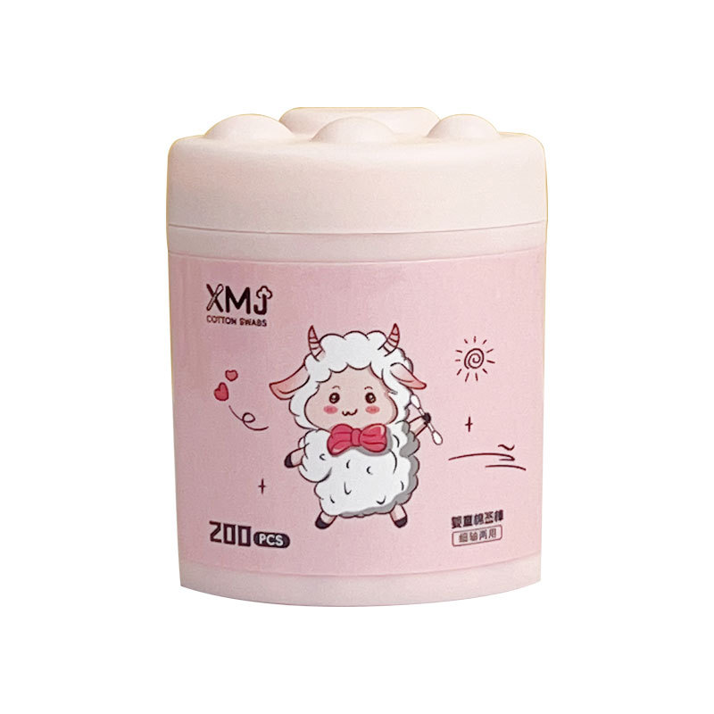 Baby double-headed cotton swab paper stick thin stick cotton swab 200 boxed absorbent cotton stick disposable screw spoon paper stick cotton swab