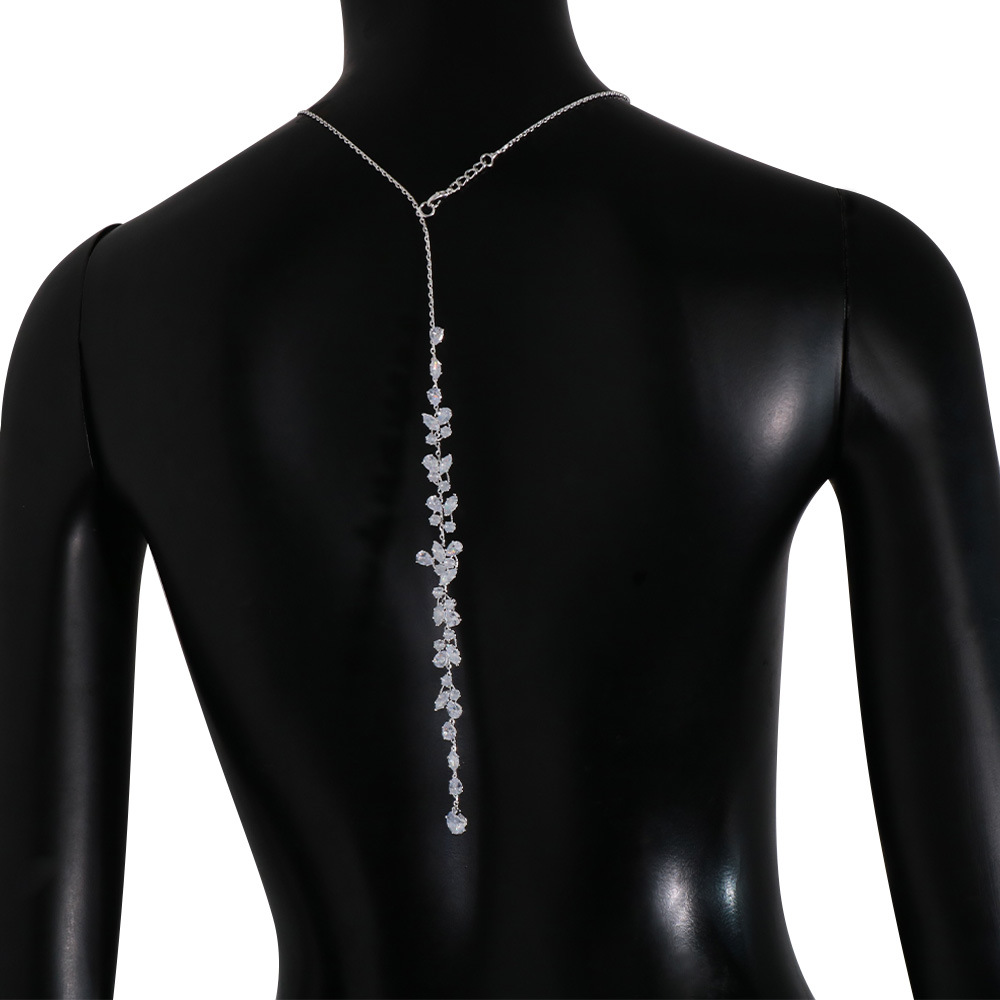 AliExpress new jewelry light luxury zircon necklace sexy bridal wedding dress back chain body chain back chain