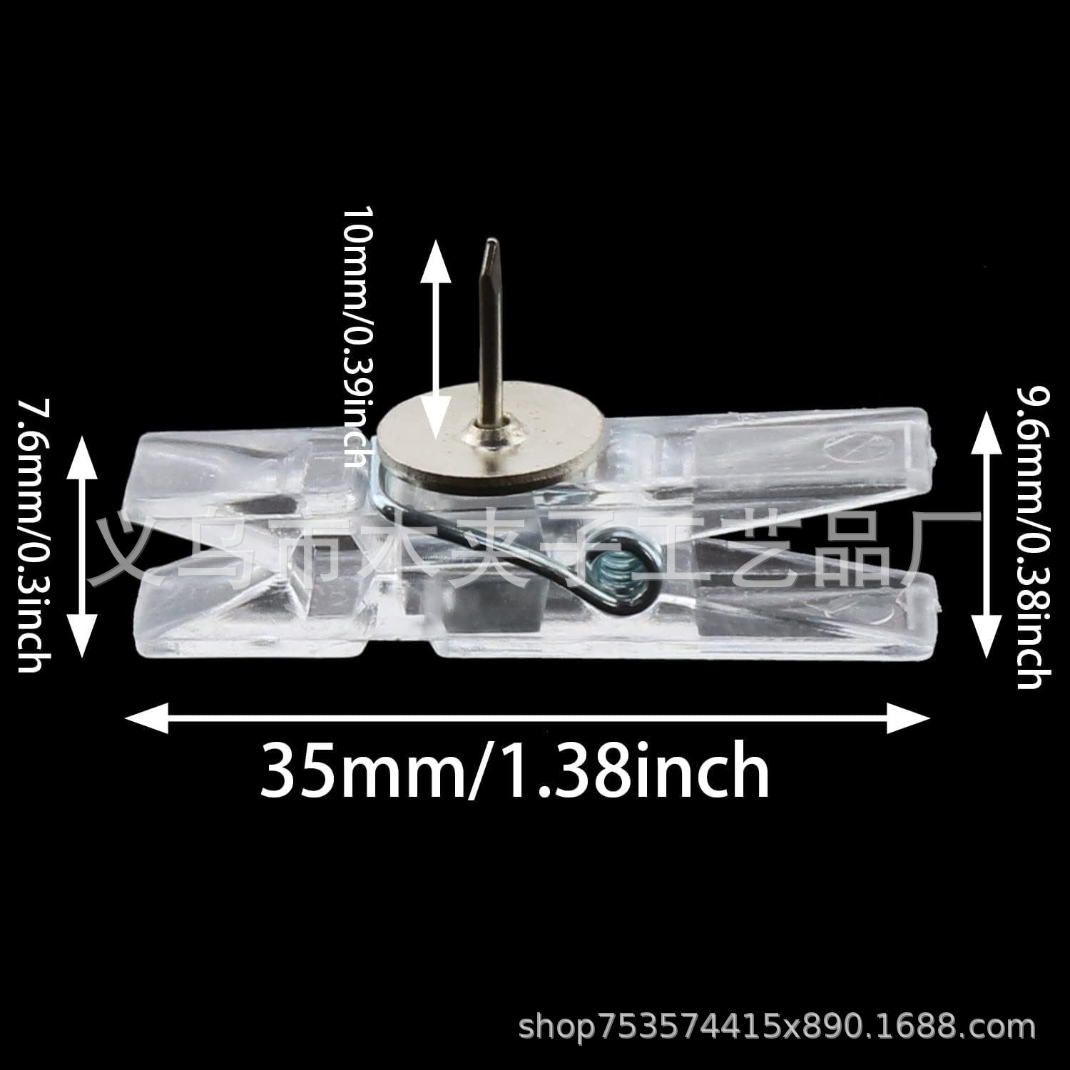 Factory direct transparent plastic small clip with pushpin clip transparent paper clip thumb nail suitable for cork board