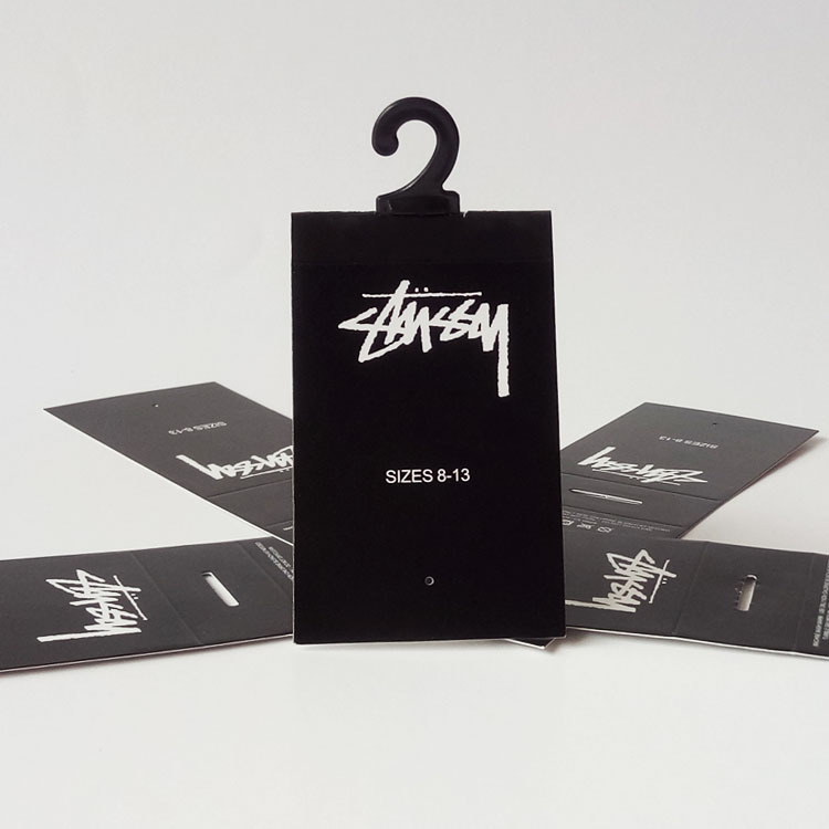 In-Stock Black Socks with Card, Sourced from the Factory, Simple Style Packaging Paper Card Printing, Coated Paper, Folded Card Header