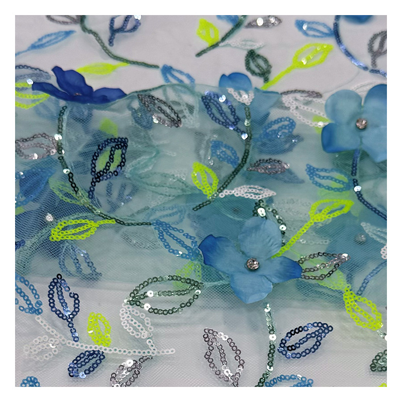 Ordering Flower Mesh Multi-Color Thread Embroider Fabric Camisole Dress Embroider Cloth