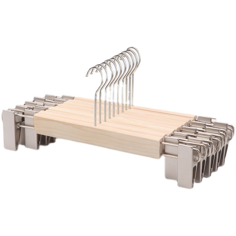 Clothing store Special Solid Wood adult children non-slip seamless log pants clip rack pants hanging wooden pants logo wholesale