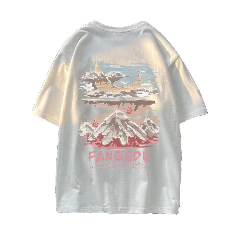 Short-Sleeved T-Shirt Men's Summer American Trendy Loose Student Heavyweight Trendy Brand Large Size Half-Sleeved T-Shirt Versatile Clothes