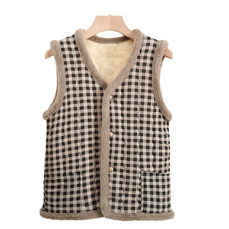 Middle-aged and elderly new autumn and winter clothing mother waistcoat grandma fleece-lined floral autumn and winter vest padded warm coat vest