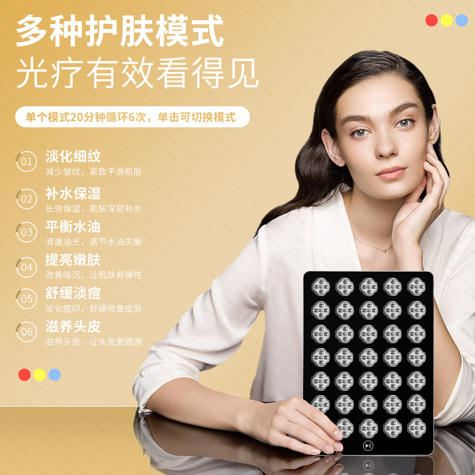 2025 Новый LED фототерапевтический косметический прибор, фотонное омоложение, домашний косметический салон, портативный красный и синий свет