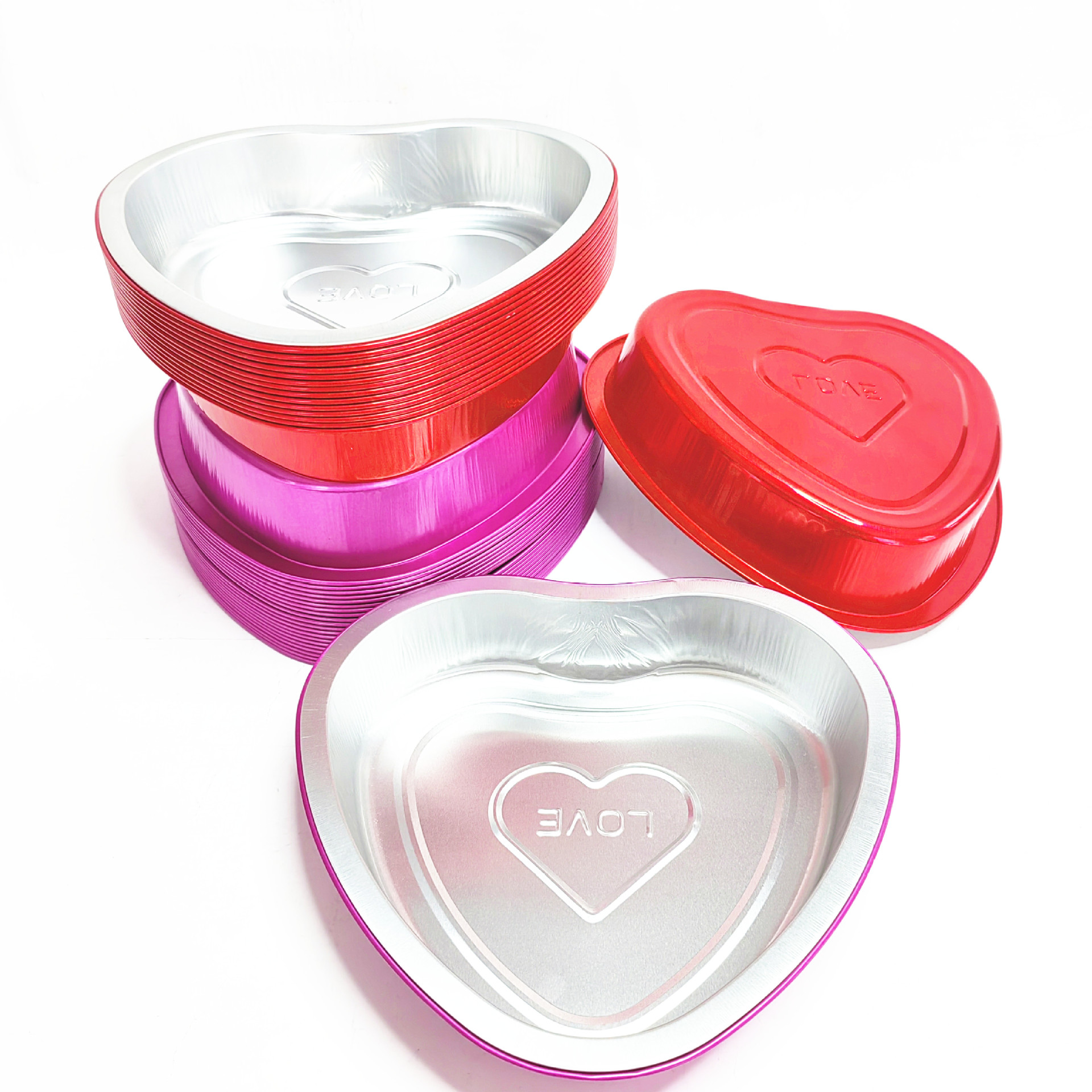 670 мл одноразовая алюминиевая форма в форме сердца, упаковка для пудинга и тортов