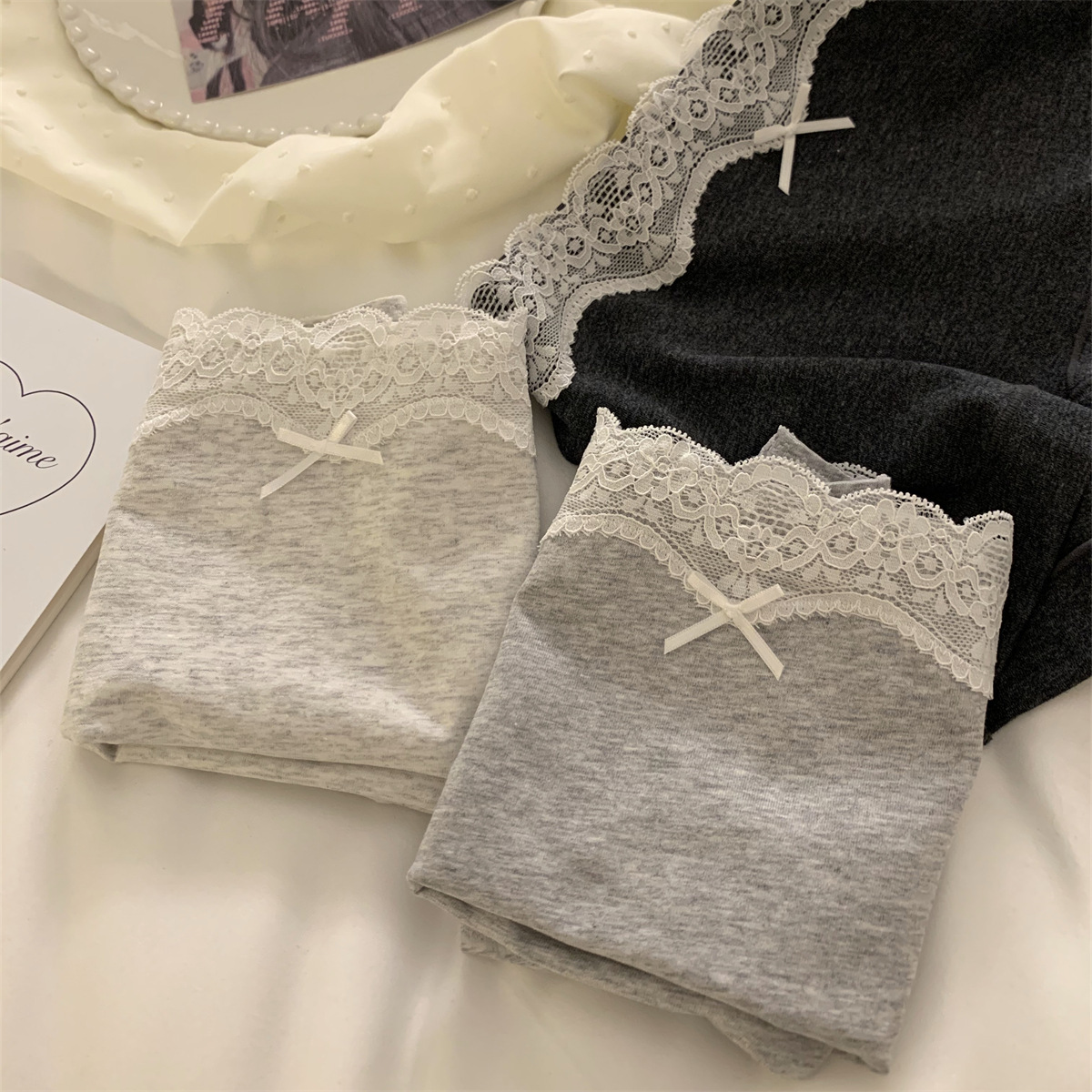 Pure Desire Ballet Style Cute Sweet Sexy Cotton Girl's Mid-Waist Underwear Sheath Lengthened Crotch Briefs Bacteriostatic