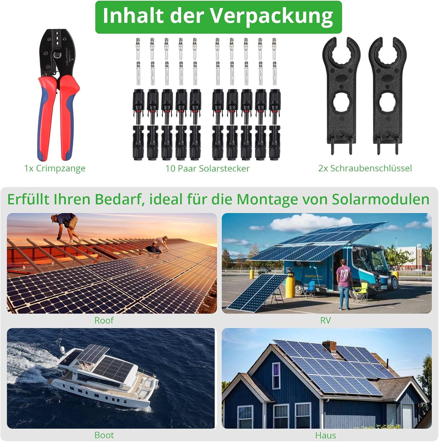 Garllen Solar Crimpzange Solarstecker Set Für 2,5/4,0/6,0