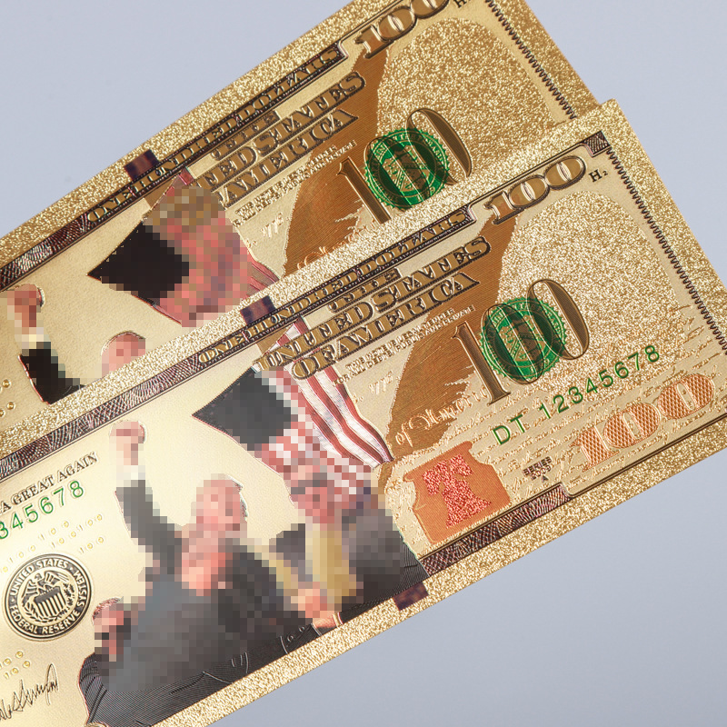 Special 100Pet Plastic Gold Foil Commemorative Banknote Gold Foil Currency Colorful Double-Sided Colorful Printing Commemorative Banknote Commemorative Coin Customization