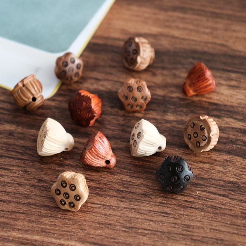 Peach Wood hand carving diy material accessories Feicheng baby ornaments car keychain Wenwan pendant ethnic style lotus