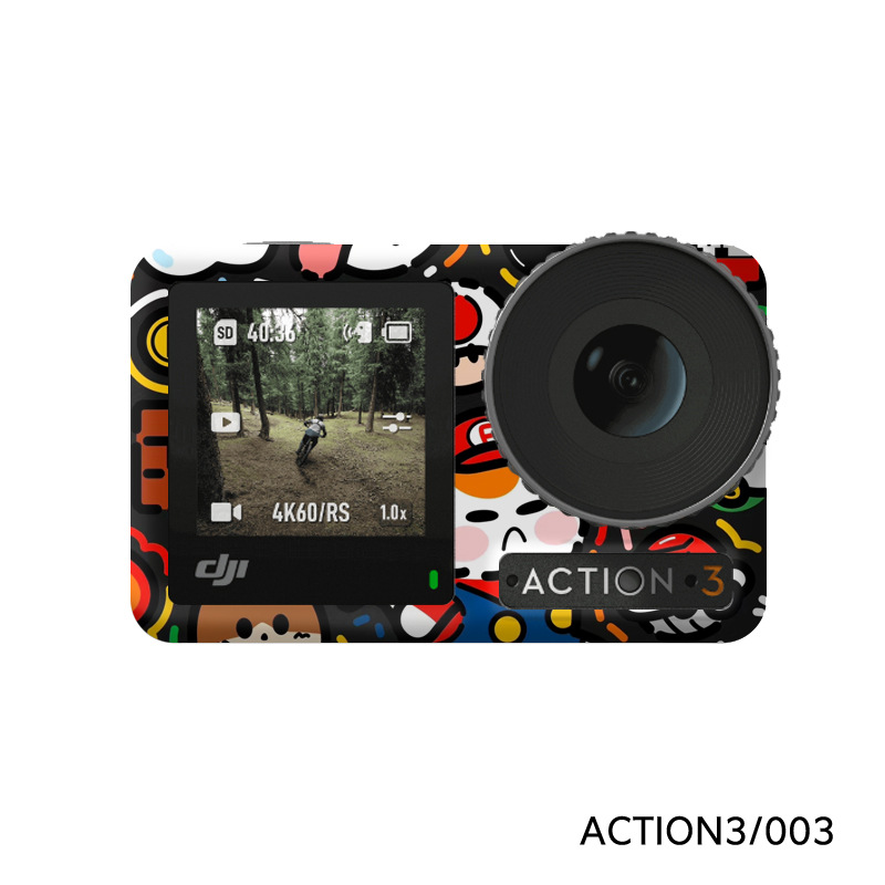 Suitable for Dji Osmo Action 3\4Th Generation Action Camera Stickers, All-Inclusive Protective Film, Color Stickers That Do Not Leave Glue