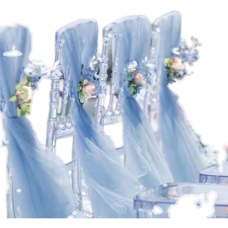 Cross-border Wedding White Yarn Veil Curtain Seat Back Yarn Wedding Decoration Seat Back Yarn Ceiling Veil Swiss Yarn Eugen Net