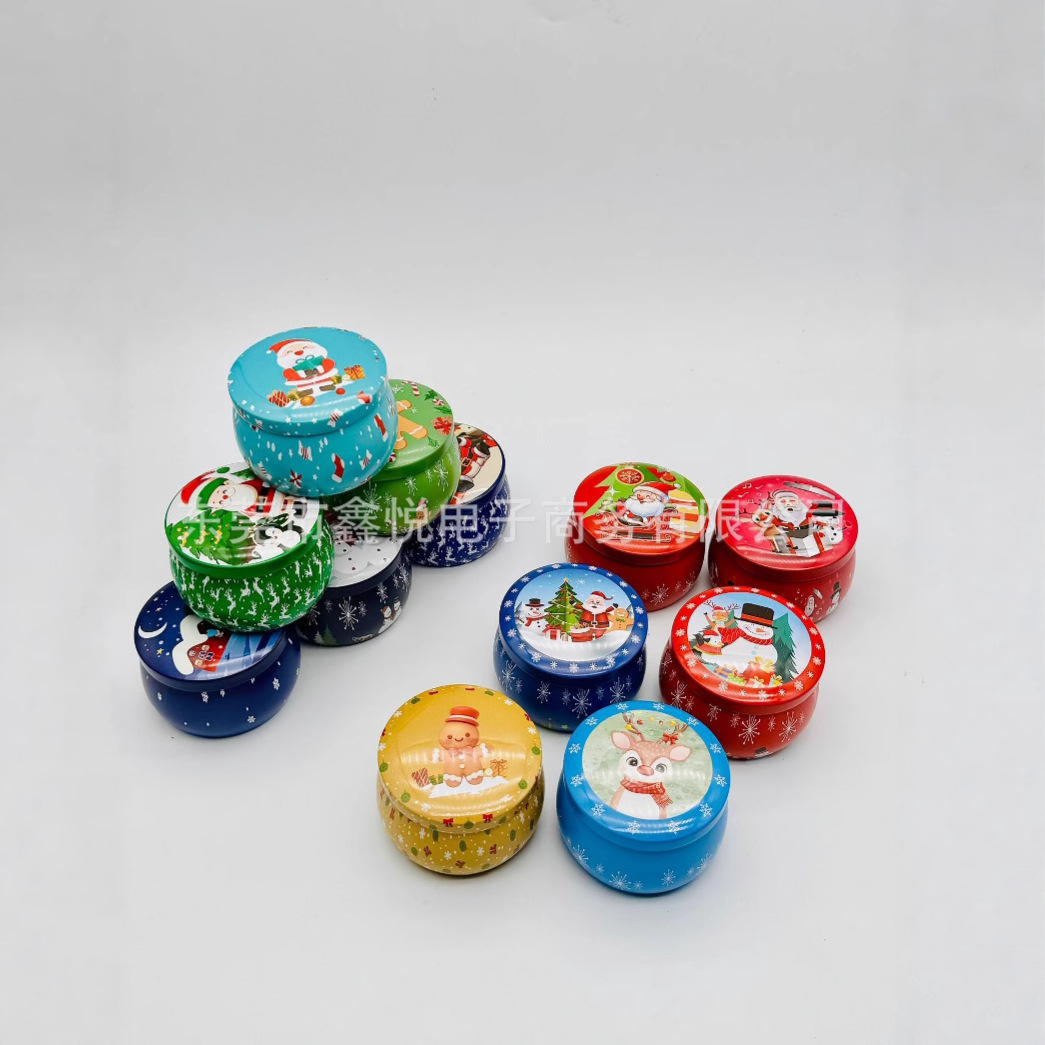 Christmas Tinplate Scented Candle Jar Bedroom Fragrance Room Indoor Long-Lasting Incense Niche Souvenir