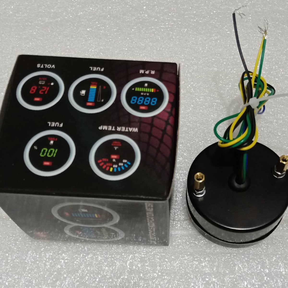 Car and motorcycle modified meter, iron shell LED display straight bar oil gauge, 12V Green display oil gauge