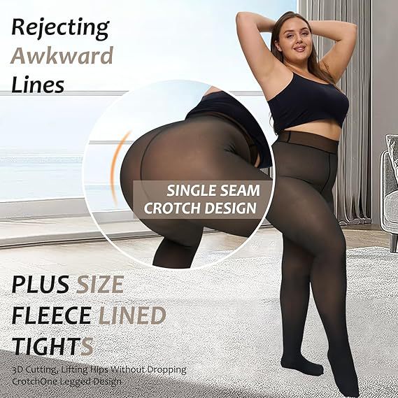 2025 Popular One-Word Crotch Cross-Border Black Translucent Fleece-Lined Thickeneding Slimming Look Leggings for Women with Bare Legs Artifact Pantyhose