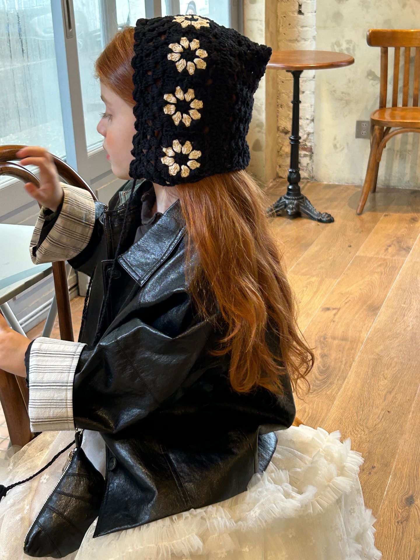 2025 New Autum Girls Fashion Simple Versatile Cuffs Discount Stripesd Black Lapel Leather Jacket + Bag