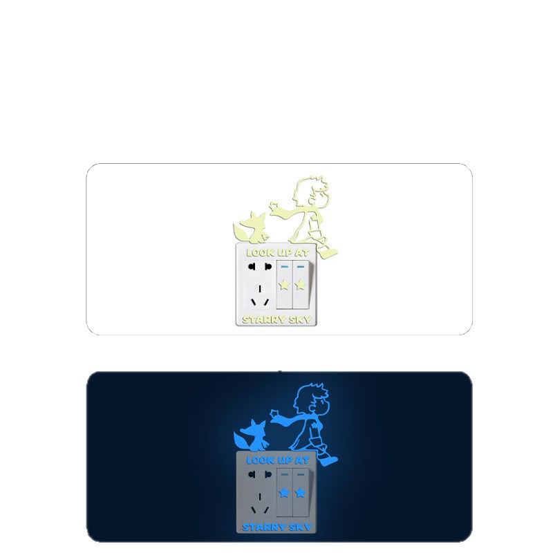 Cross-border explosions luminous fluorescent little prince fox wall stickers switch decorative stickers wholesale PVC removable