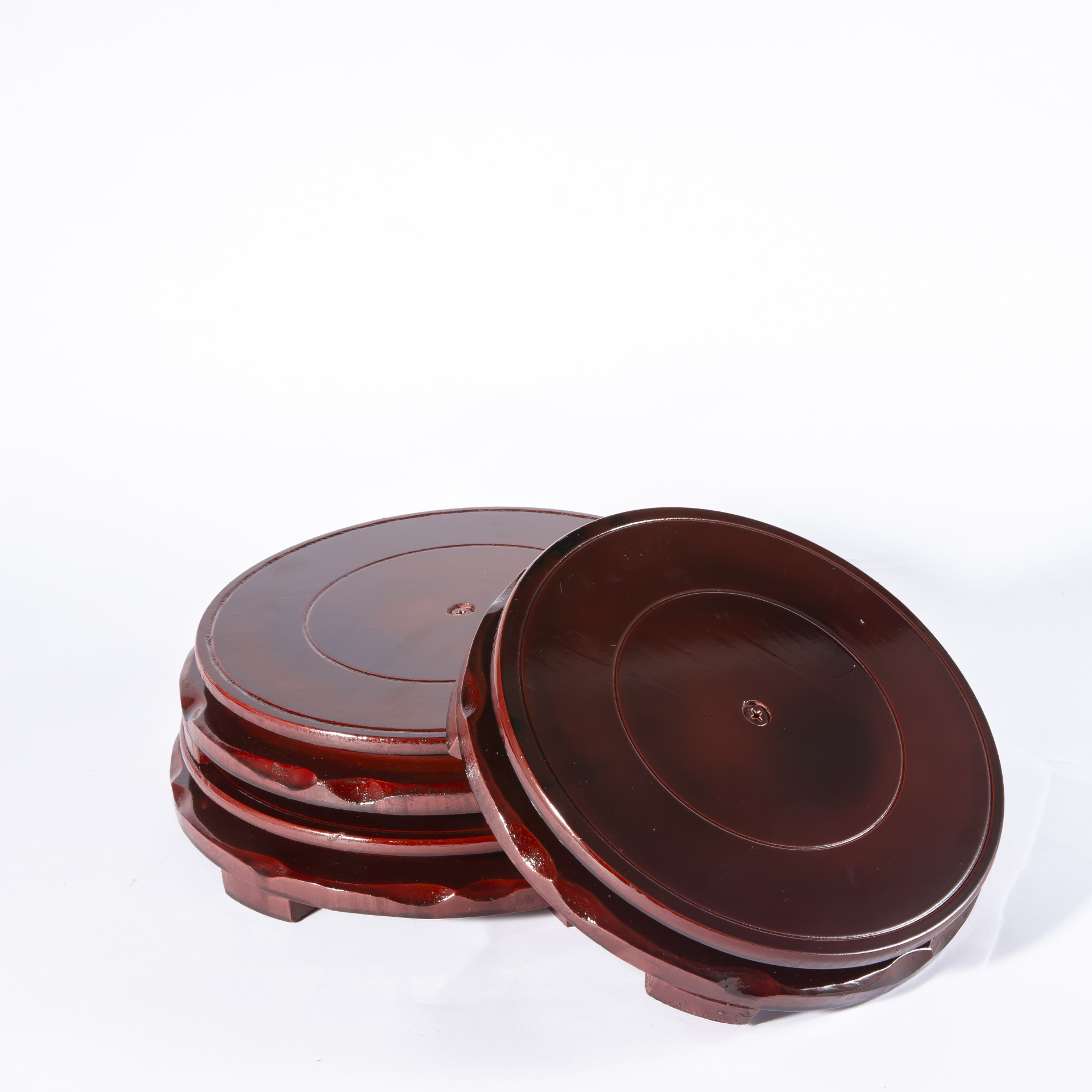 Rotatable Imitation Solid Wood Round Base Flower Pot Fish Tank Crafts Vase Wine Bottle Solid Wood Ornament Bracket