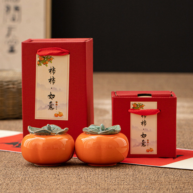 Persimmon Tea Pot Persimmon Ruyi Candy Pot Wedding Gift Candy Pot Ceramic Small Candy Pot Special Price