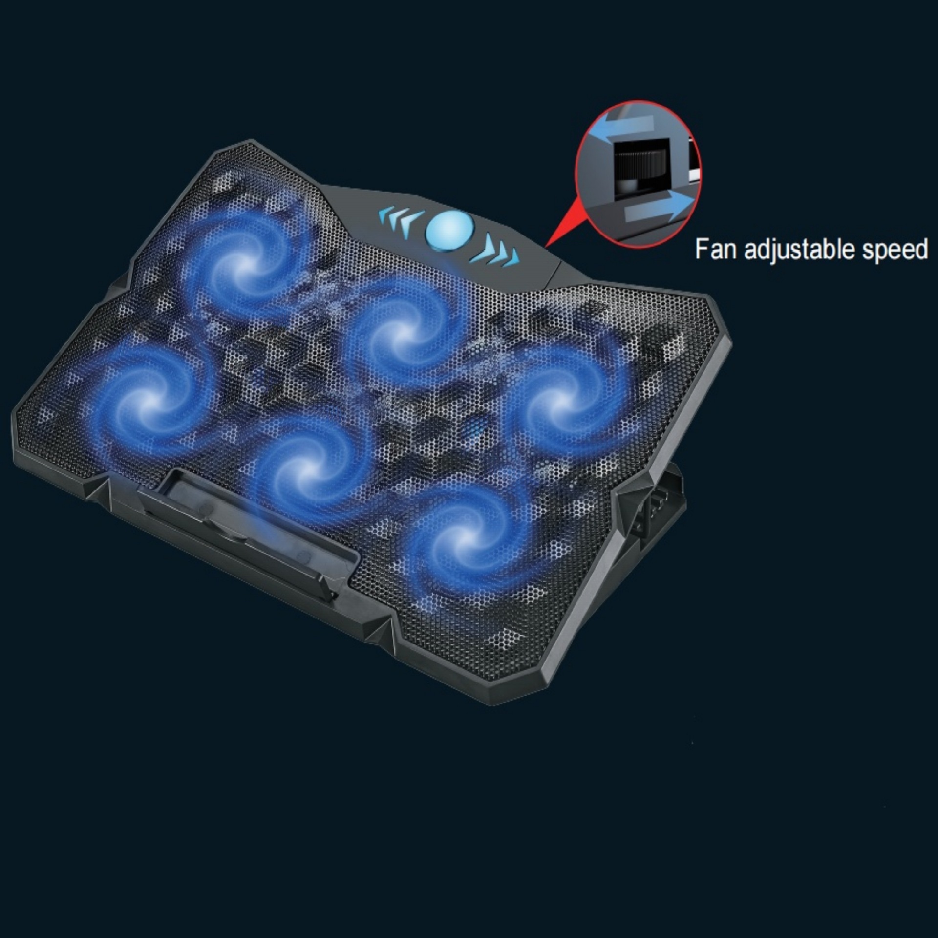 F62Pius Height Adjustable Six Fan Adjustable Wind Speed Rgb Colorful Light Laptop Radiator Base
