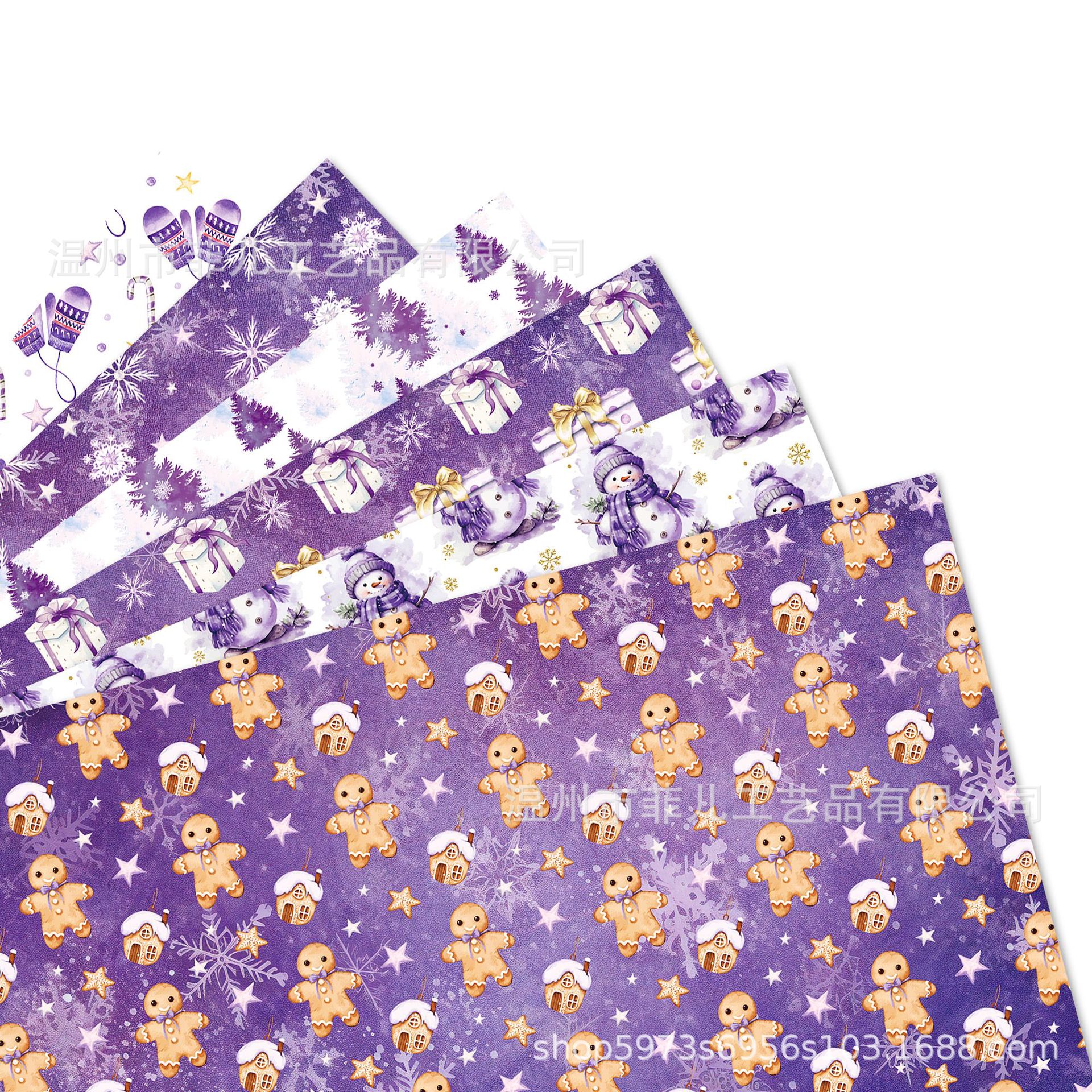 Wz163 Purple Christmas Gift Decorative Paper Holiday Gift Box Paper Snowflake Snowman Decorative Wrapping Paper