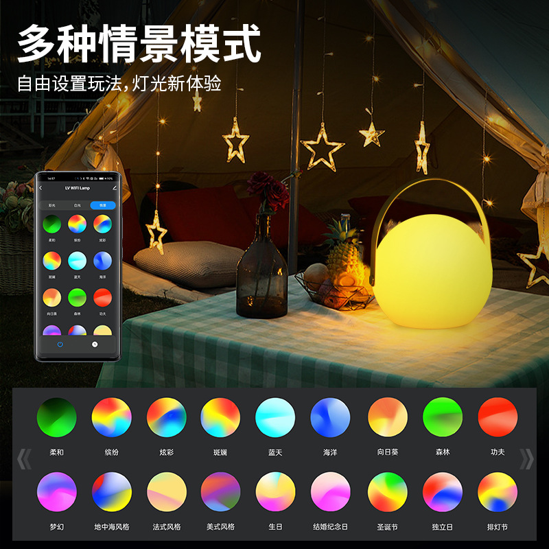 Tuya Smart App Controlled Alexa Voice Desk Lamp Wifi Bluetooth Charging Timer Dimming Bedroom Atmosphere Lamp