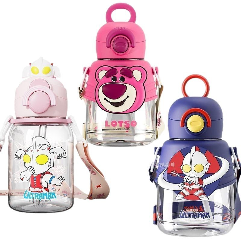 Ultraman Big Belly Cup Children's Straw Cup Children's Summer Plastic Water Cup High Temperature Resistant Student Sports Portable Kettle