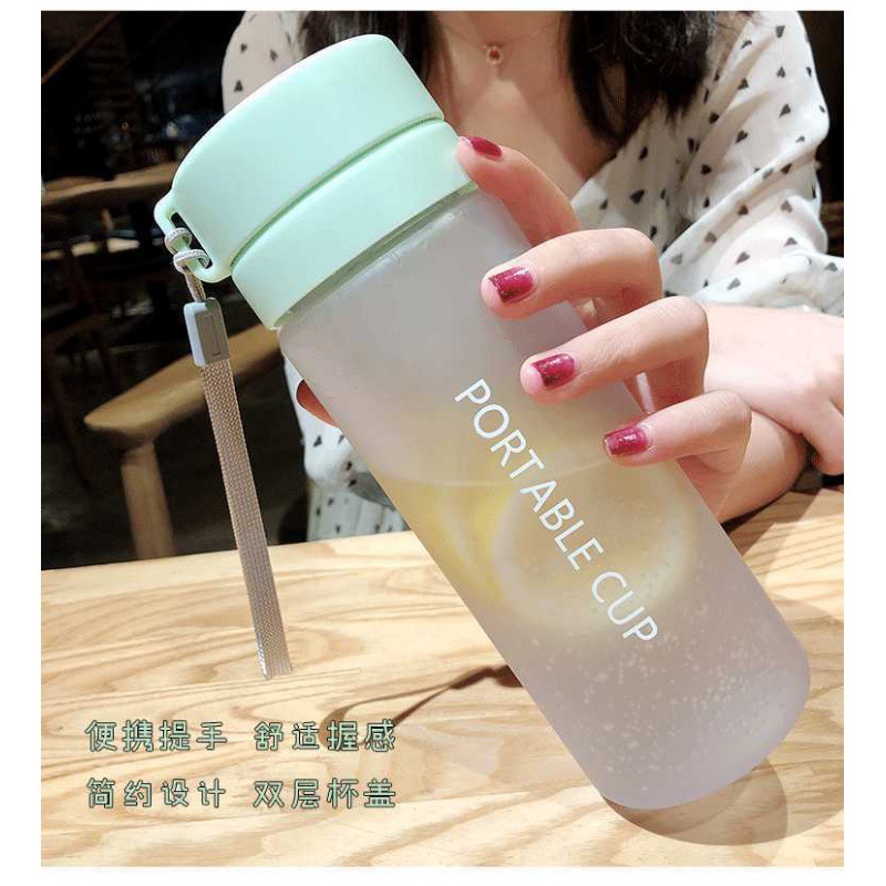 Water cup plastic cup wholesale sports water bottle frosted double lid high color value large capacity men and women net red water cup students