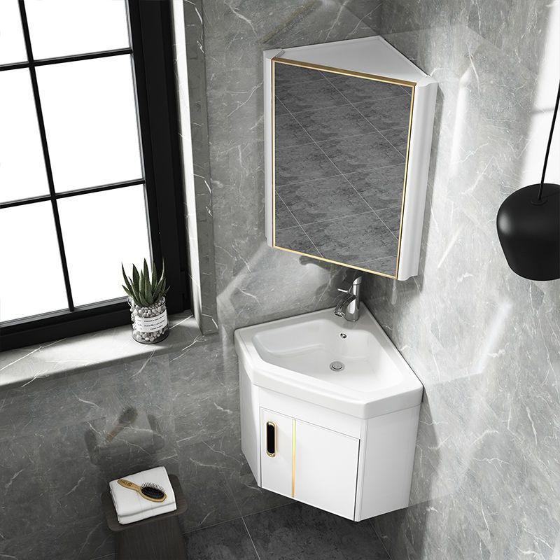 Wall-mounted Wash Basin Small Apartment Triangle Wash Basin Cabinet Combination Bathroom Ceramic Corner Wash Table Bathroom Cabinet