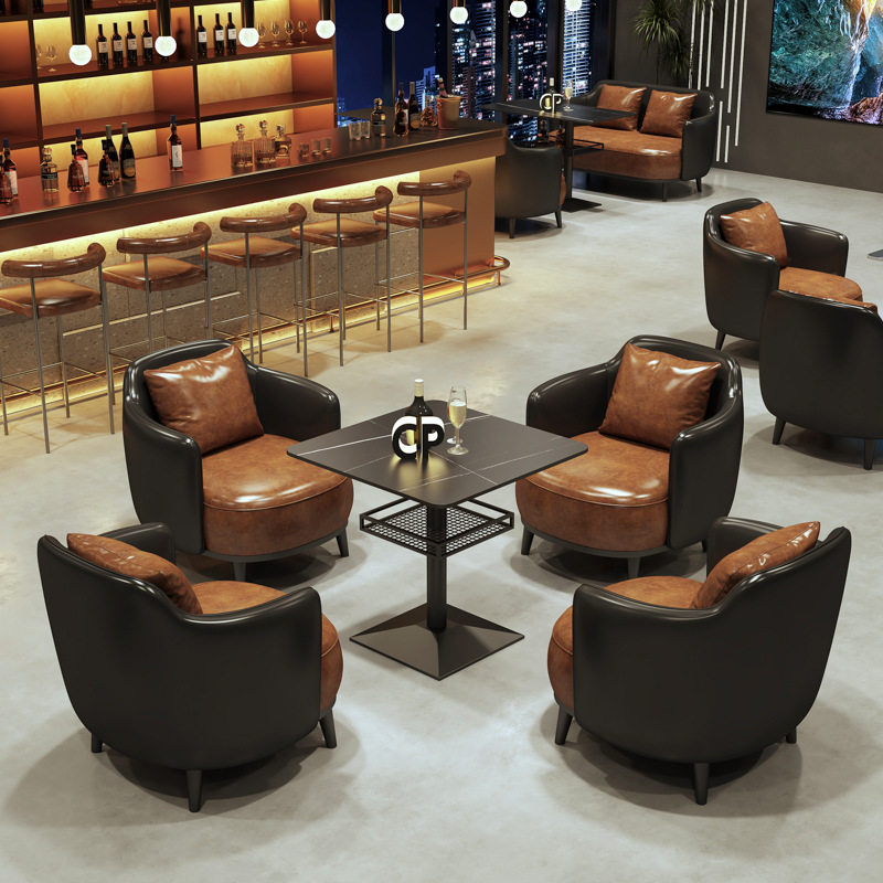 Bar Booth Sofa Coffee Shop Western Restaurant Table Bar Music Bar Bistro Dining Table and Chair Set Commercial Use