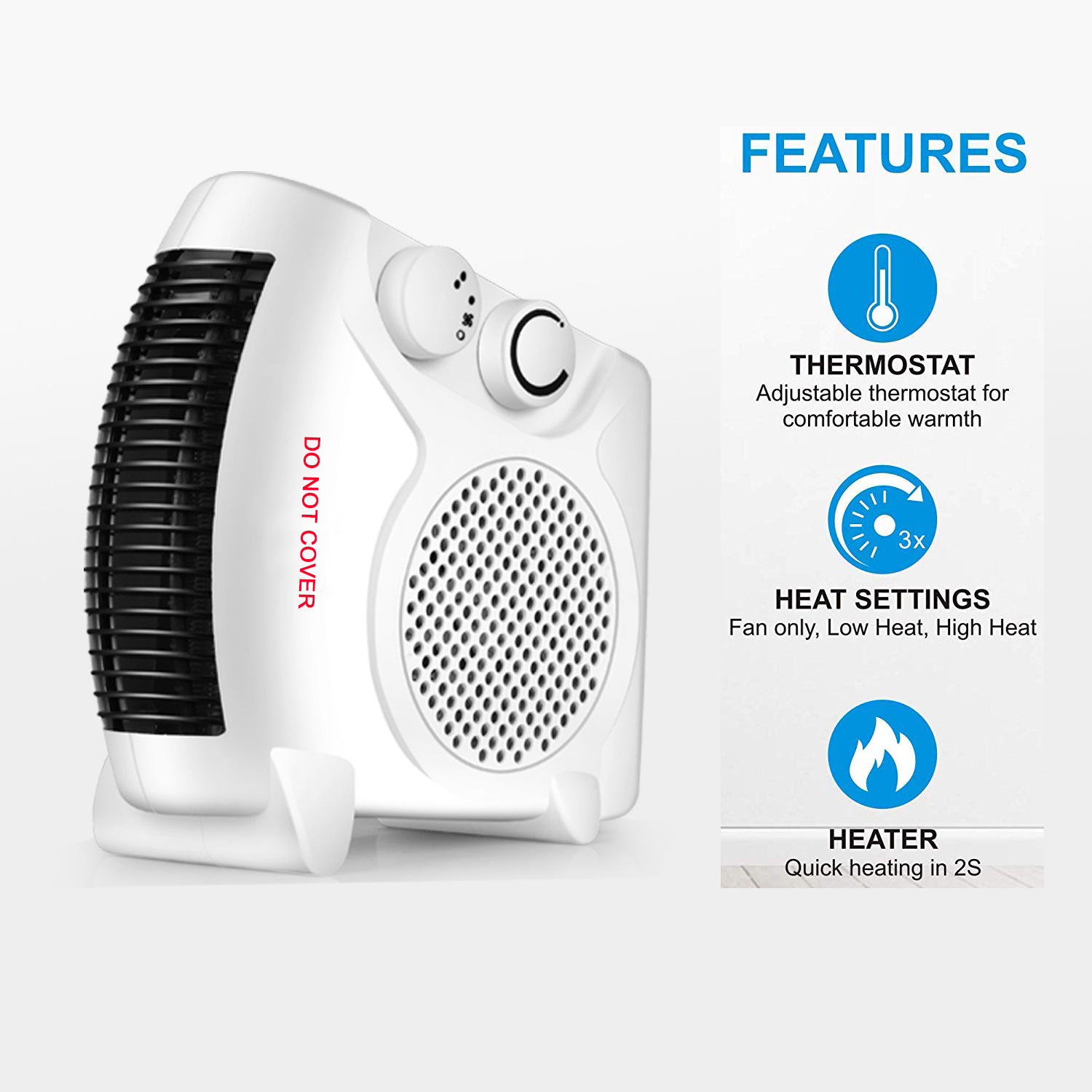 Foreign Trade Heater Household Electric Oven Electric Heater Electric Fan Cross-Border Heater 2000W Fan Heater