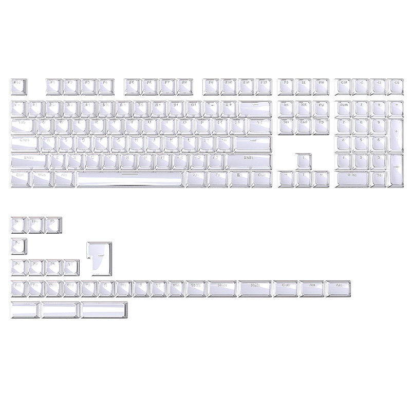 Cross-Border Spot Wholesale Amazon Jelly White Keycap 0Em Height Small Full Set 136-Key Pc Transparent Magnetic Axis Keyboard