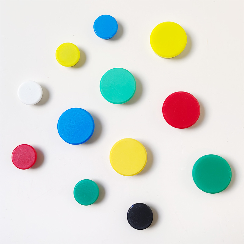 Defu flat with edge color magnetic particles 31mm blackboard magnet 3.1cm teaching round plastic whiteboard magnetic buckle