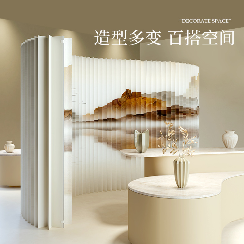 Eighteen-Panel Paper Screen Partition for Weddings, Faux Wall, Chinese-Style Entrance, Living Room, Office, Printed Color Patterns Can Be Customized