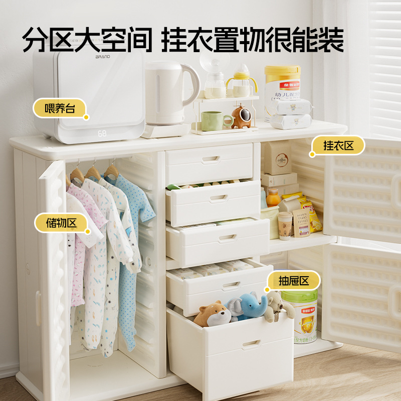 Children's Toy Storage Cabinet Baby Classification Storage Rack Bucket Cabinet Baby Storage Cabinet Feeding Table Wardrobe Integrated