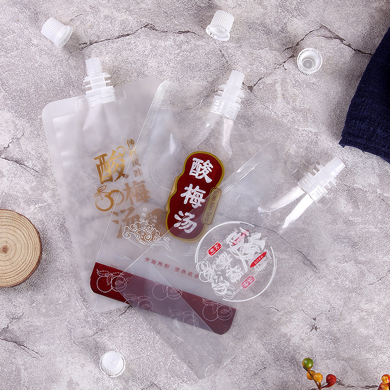 Sour Plum Soup Packaging Bag Take-out Packaging Bag Fruit Juice Beverage Self-supporting Sour Plum Soup Sour Plum Soup Commercial Stall Bag